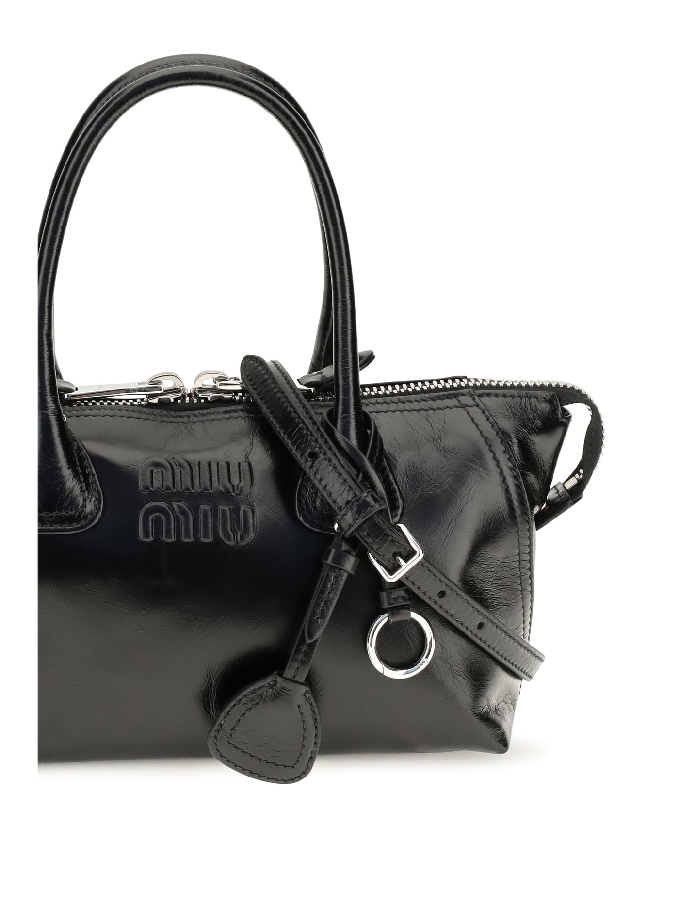 Miu Miu Structured Calf Leather Top Handle Bag — Black