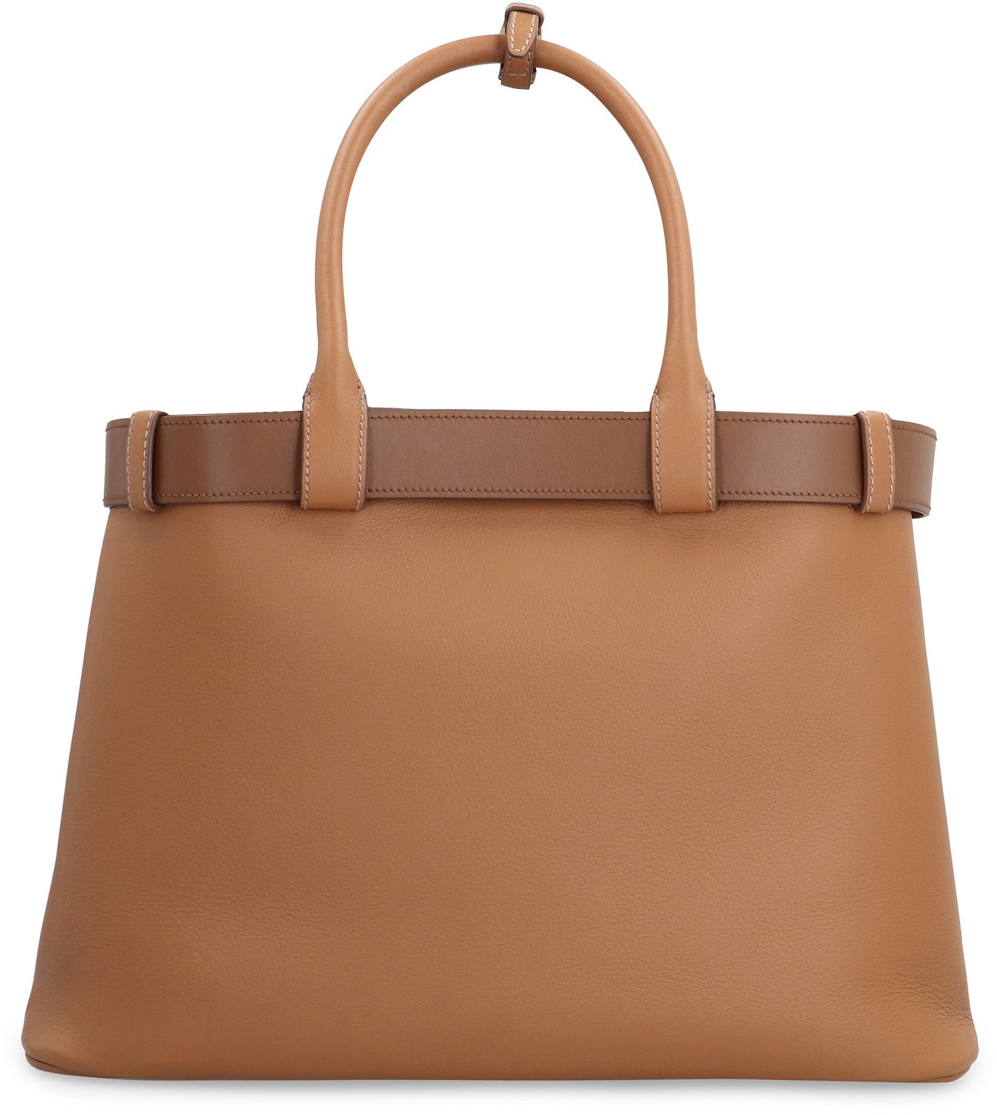 Prada Buckle Tote Bag — Brown Calfskin