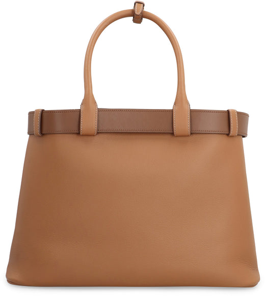 Prada Buckle Tote Bag — Brown Calfskin