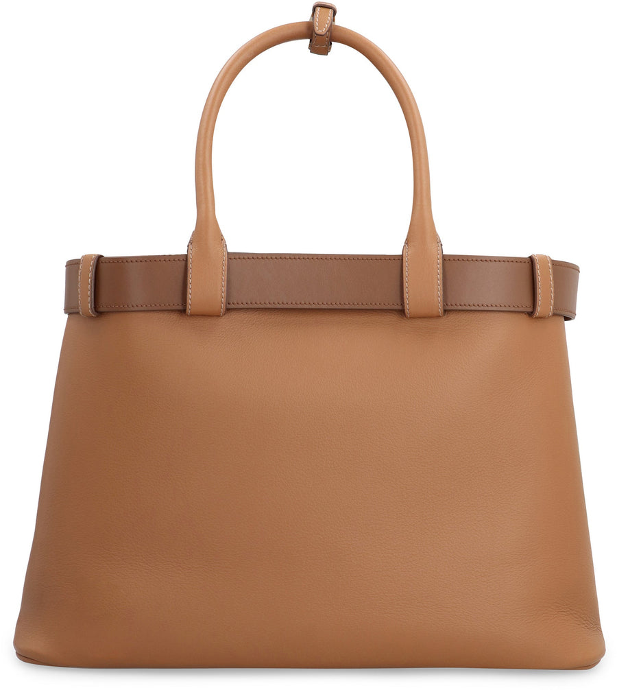 Prada Buckle Tote Bag — Brown Calfskin