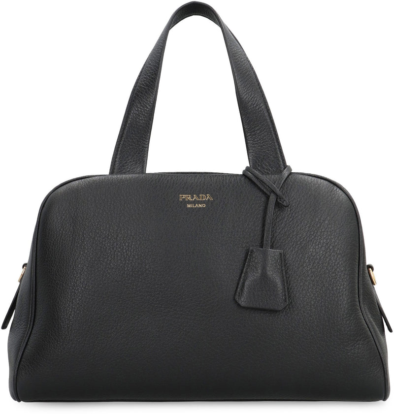 Prada Grainy Leather Shoulder Bag — Black