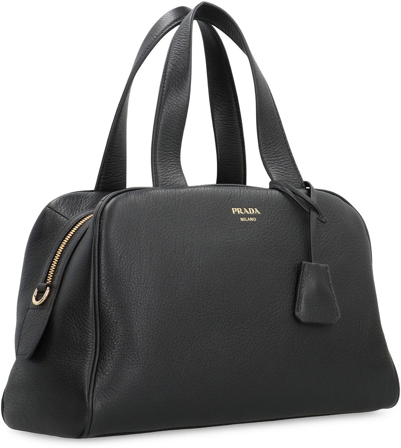 Prada Grainy Leather Shoulder Bag — Black
