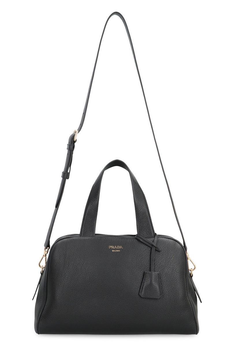 Prada Grainy Leather Shoulder Bag — Black