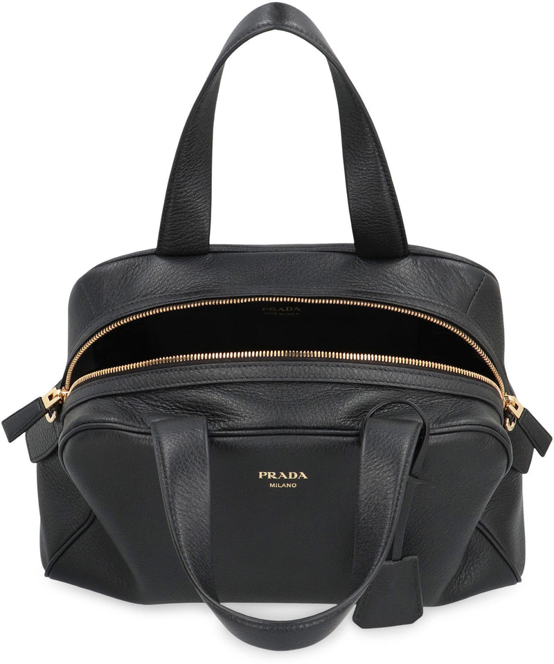 Prada Grainy Leather Shoulder Bag — Black