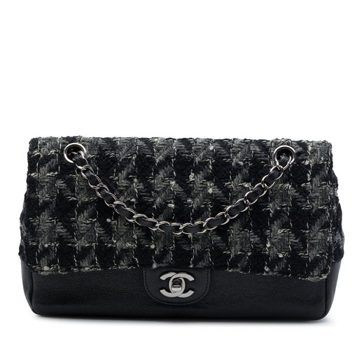 Medium Classic Tweed and Caviar Double Flap - Image 1