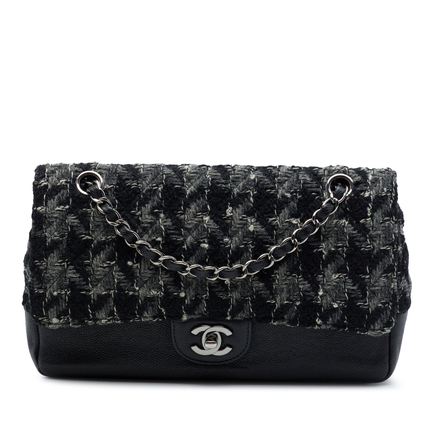 Medium Classic Tweed and Caviar Double Flap - Image 1