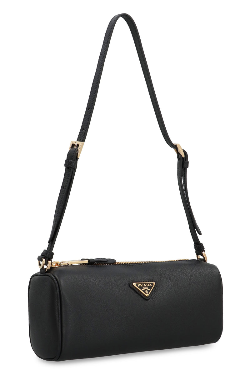 Prada Pebbled Calfskin Shoulder Bag — Black Calf