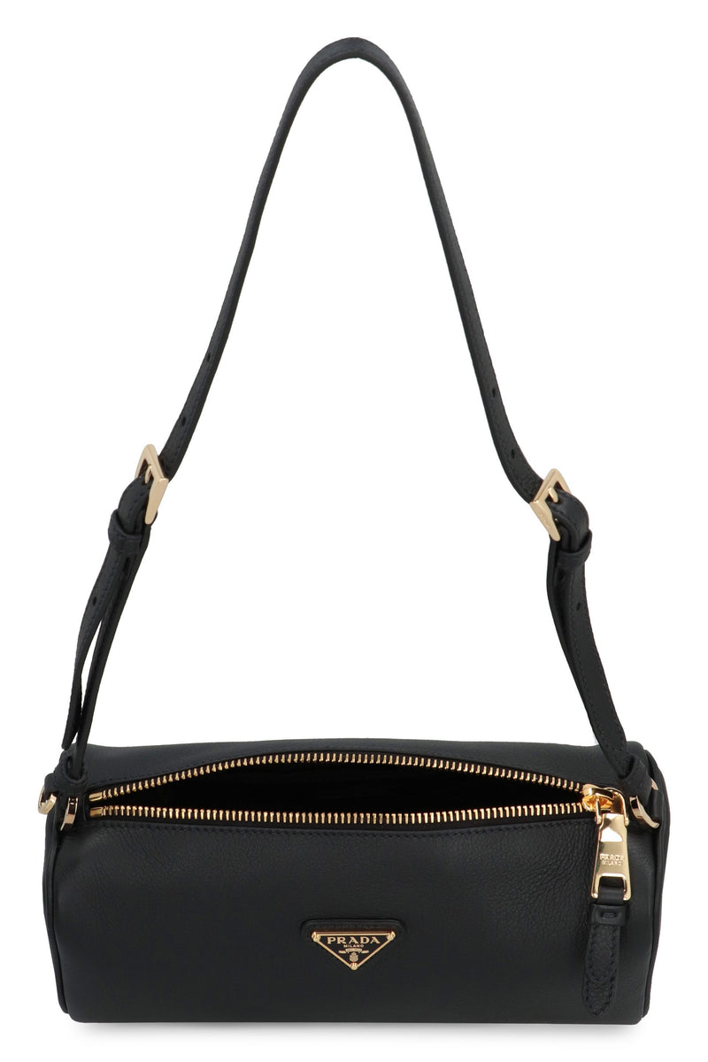 Prada Pebbled Calfskin Shoulder Bag — Black Calf