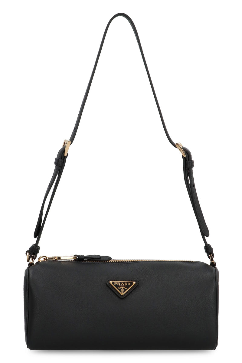 Prada Pebbled Calfskin Shoulder Bag — Black Calf