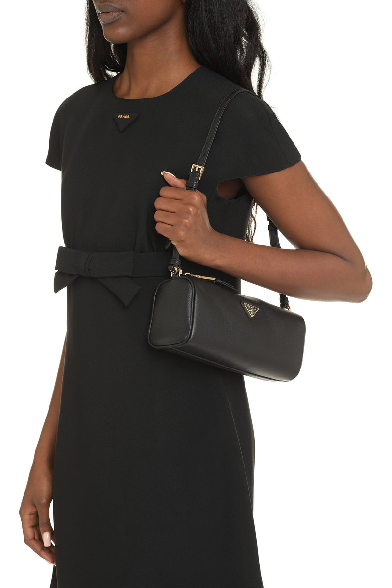 Prada Pebbled Calfskin Shoulder Bag — Black Calf