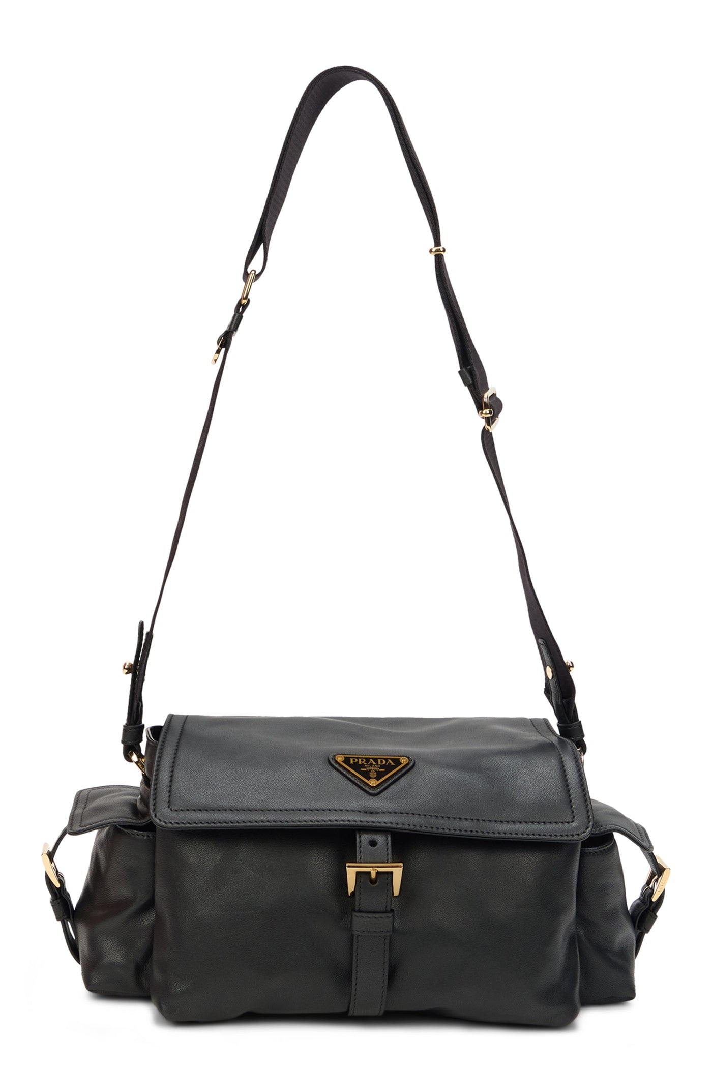 Prada Explore Shoulder Bag — Black Calfskin