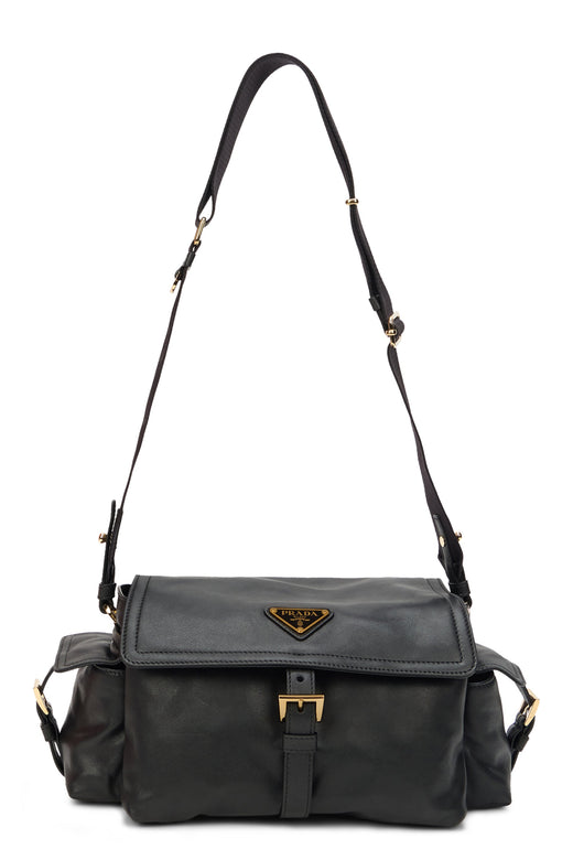 Prada Explore Shoulder Bag — Black Calfskin