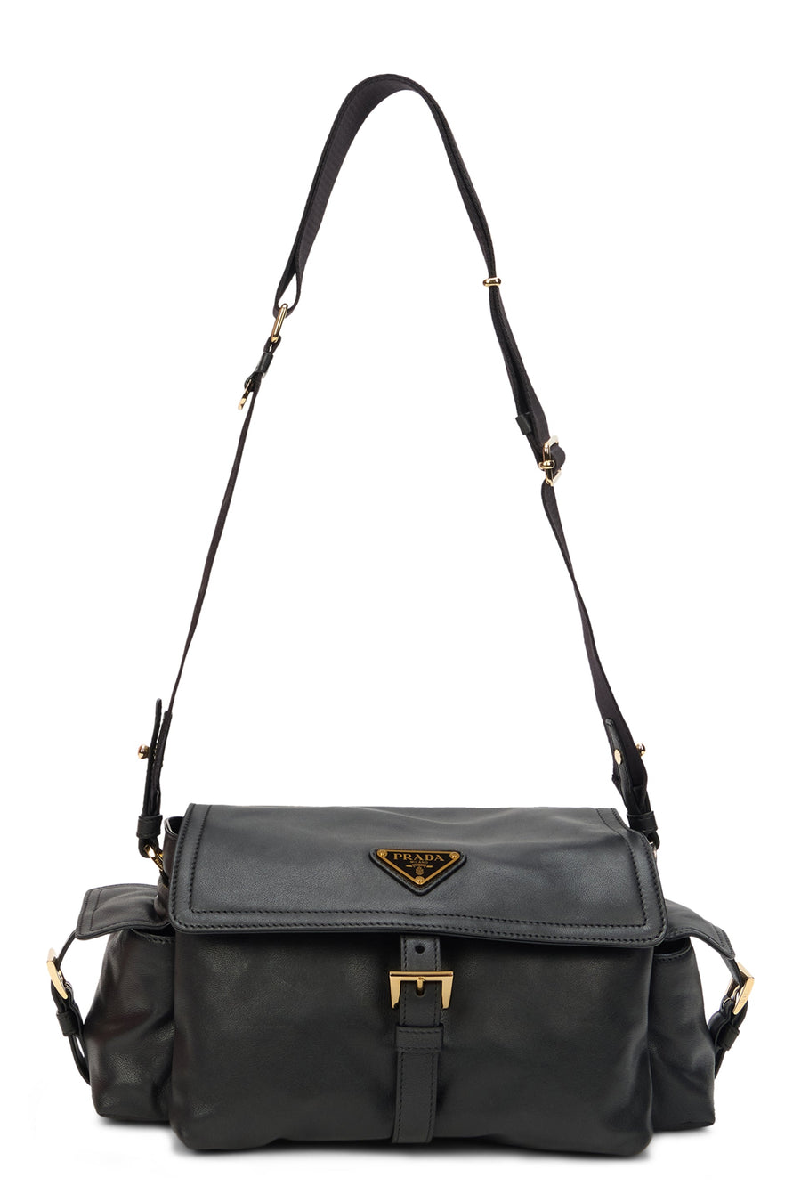 Prada Explore Shoulder Bag — Black Calfskin