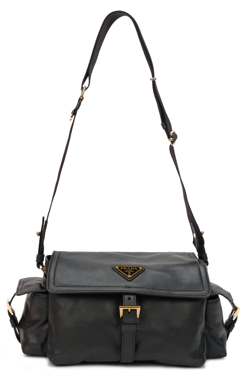 Prada Explore Shoulder Bag — Black Calfskin
