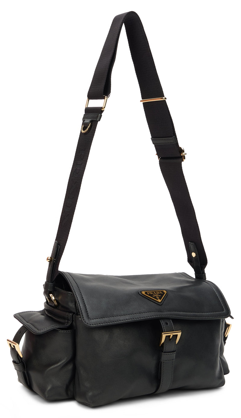 Prada Explore Shoulder Bag — Black Calfskin
