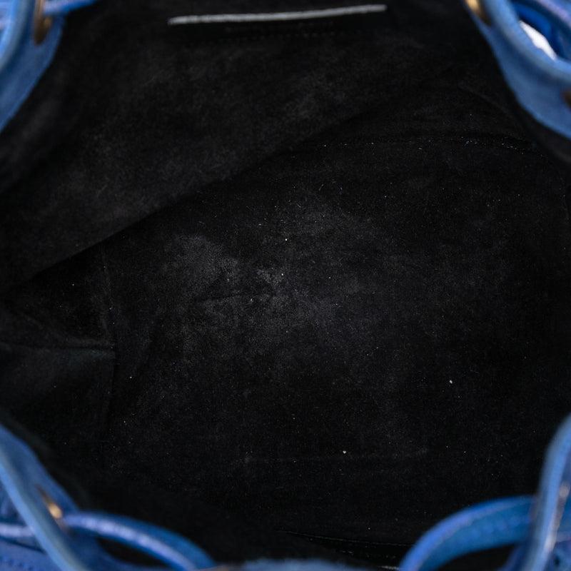 Small Suede Emmanuelle Fringe Bucket Bag - Image 4