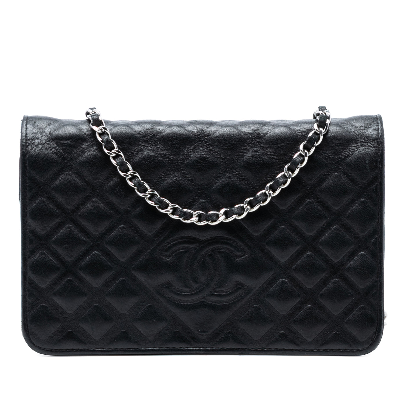 CC Embossed Lambskin Diamond Wallet On Chain - Image 1