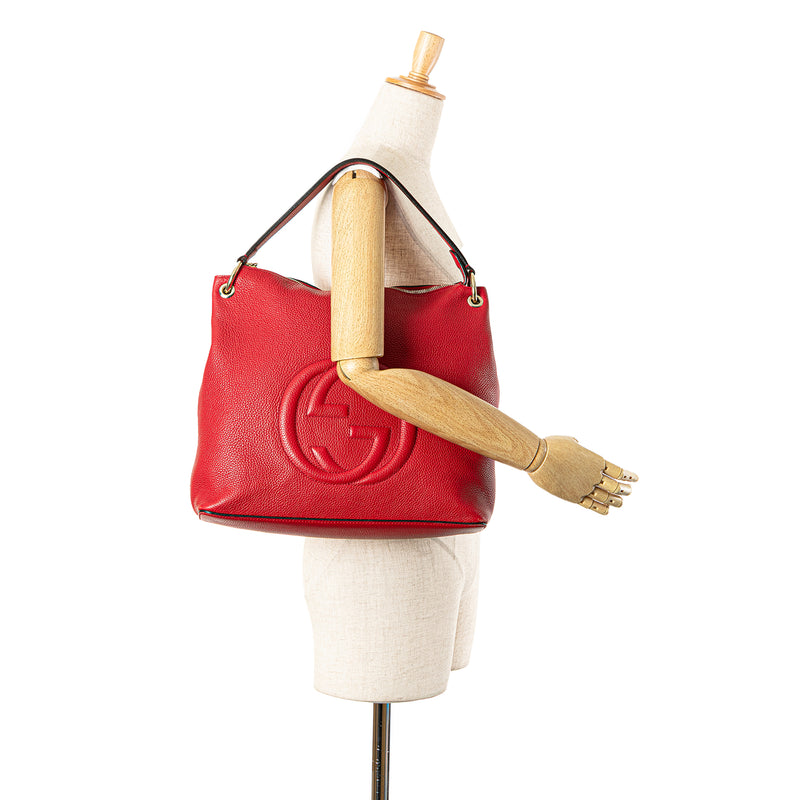 Large Pebbled Calfskin Soho Convertible Hobo - Image 14