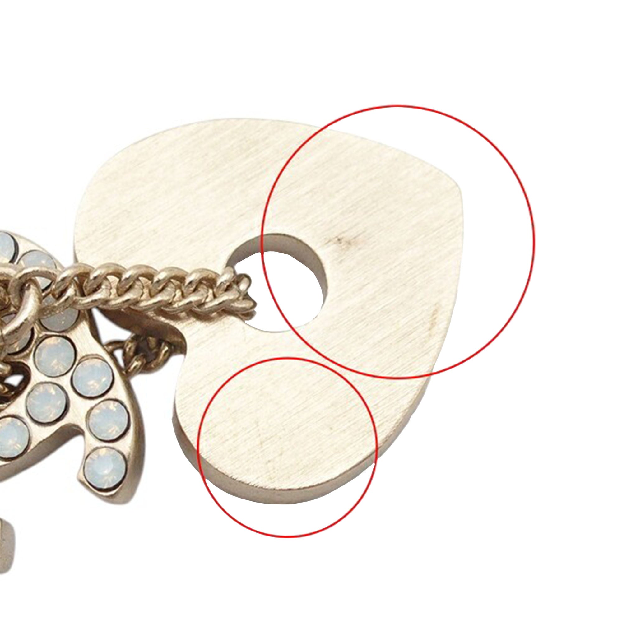 Gold Plated Rhinestone CC Logo and Heart Pendant Necklace - Image 6