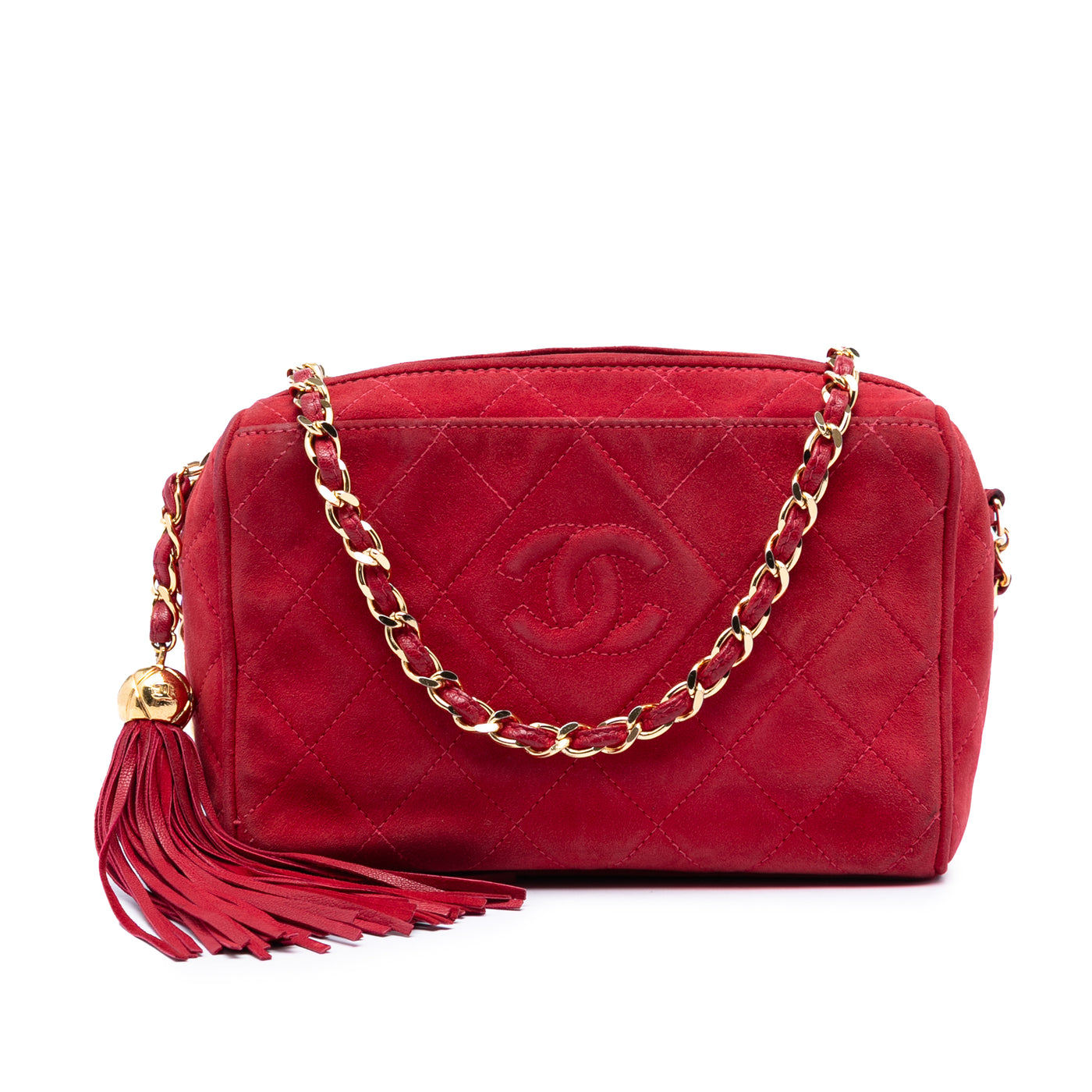 CC Quilted Suede Tassel Diamond Camera Bag - Image 1