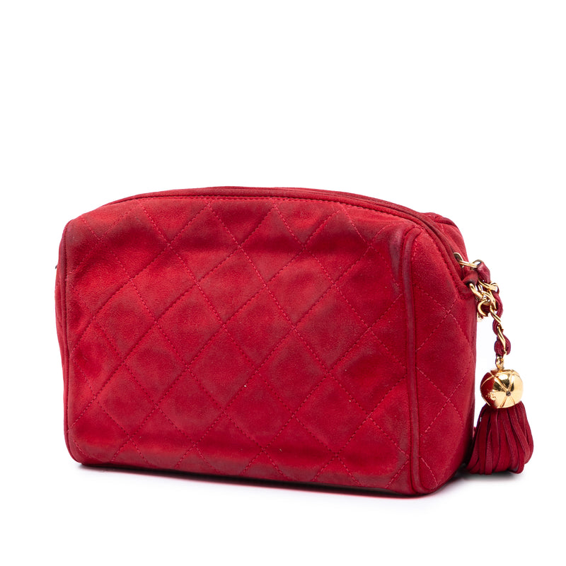 CC Quilted Suede Tassel Diamond Camera Bag - Image 2