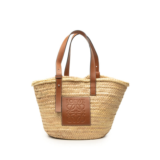 Medium Raffia Anagram Basket Tote - Image 1