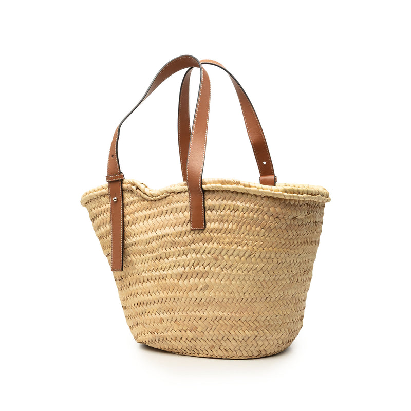 Medium Raffia Anagram Basket Tote - Image 2