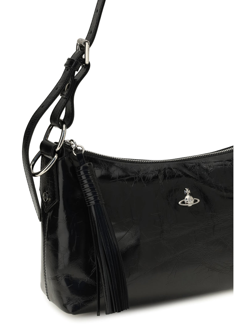 Vivienne Westwood Emma Shoulder Bag — Black Calf Leather Bos Taurus