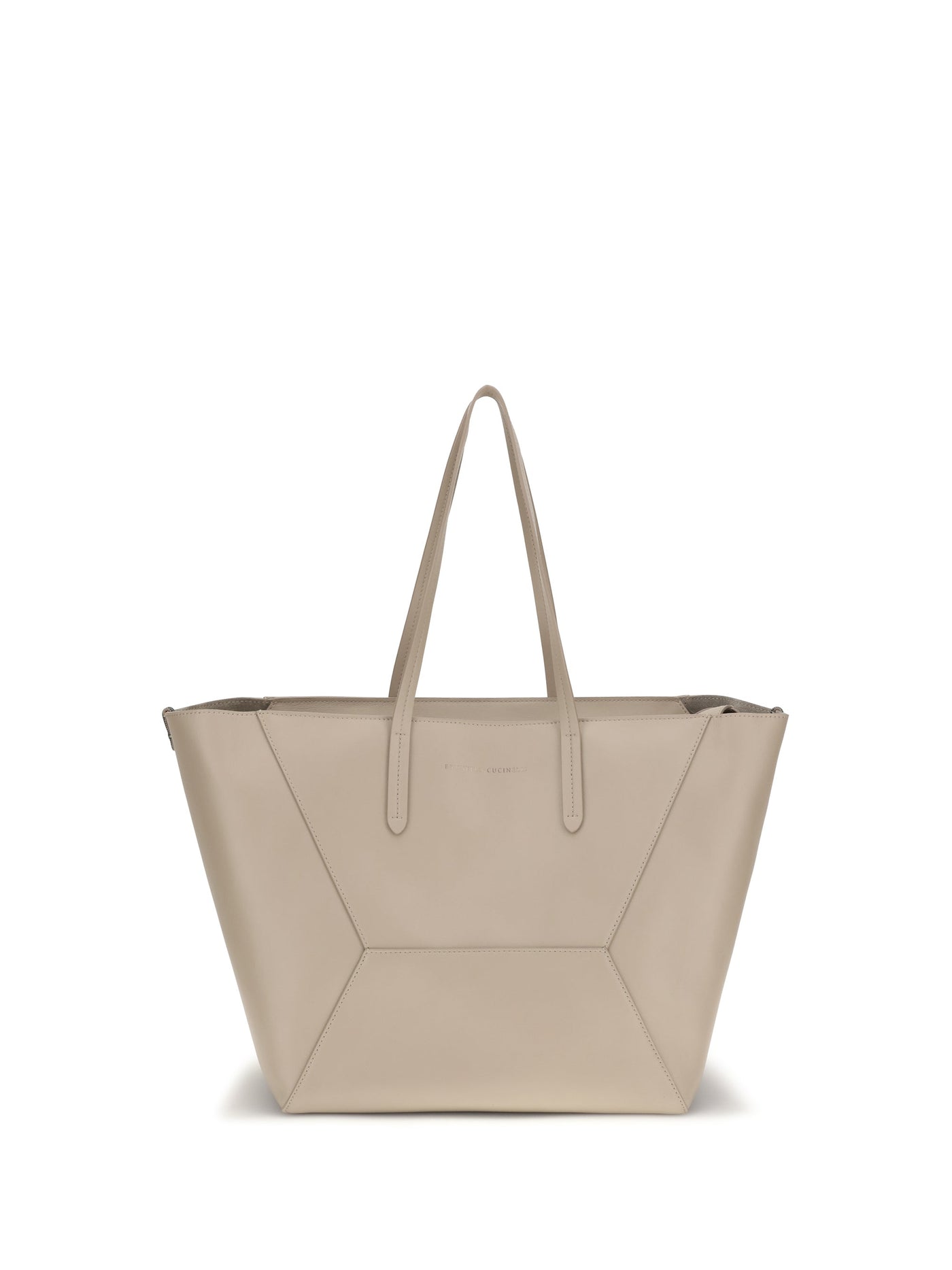Brunello Cucinelli Calf Leather Tote Bag — Beige Bos Taurus