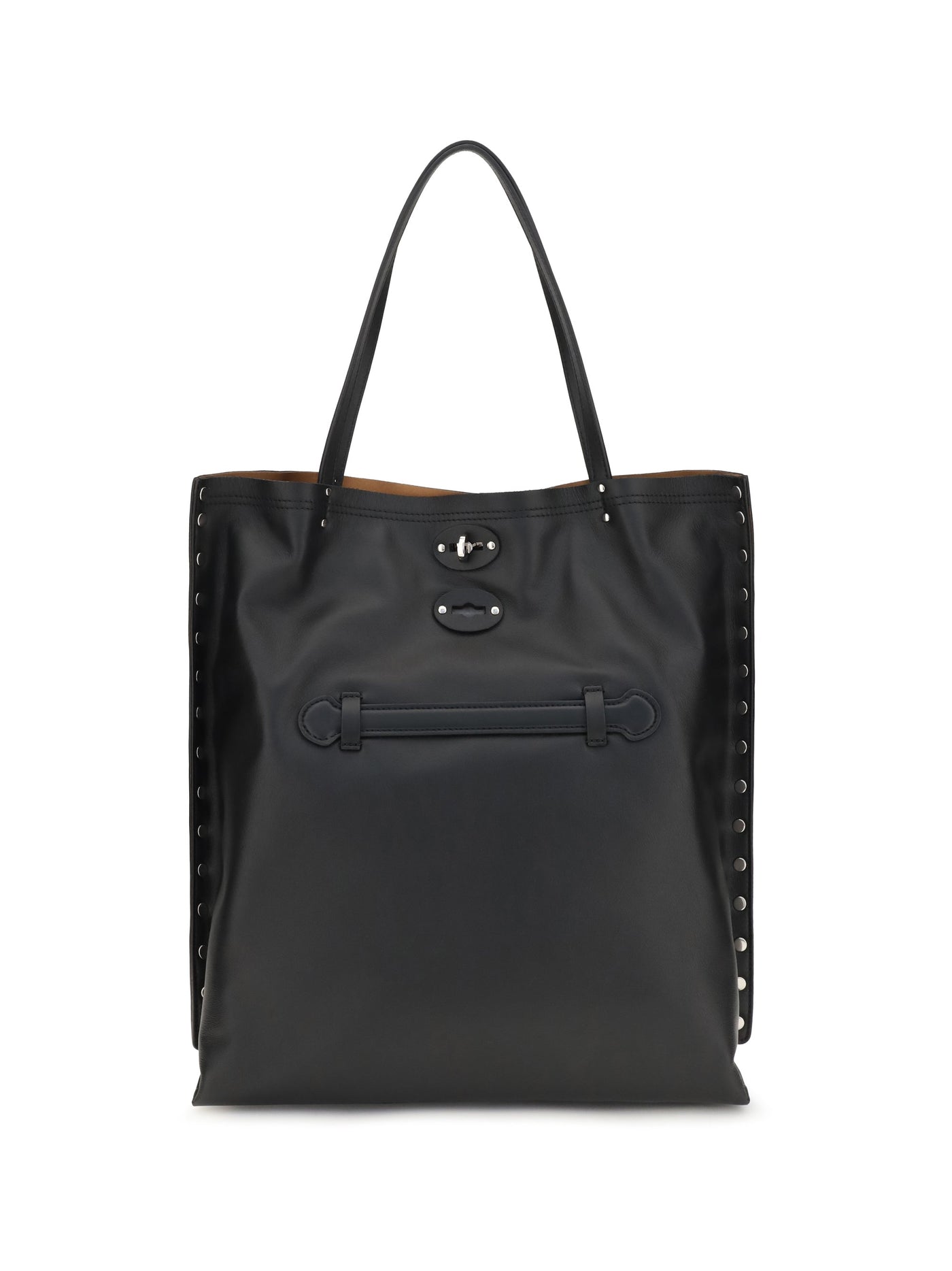 Zanellato Saeta Shoulder Bag — Black Calf Leather Bos Taurus