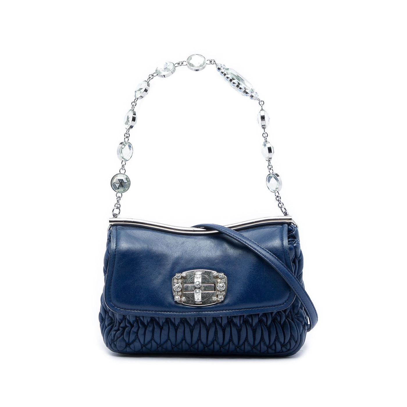 Matelasse Nappa Crystal Frame Flap Satchel - Image 1