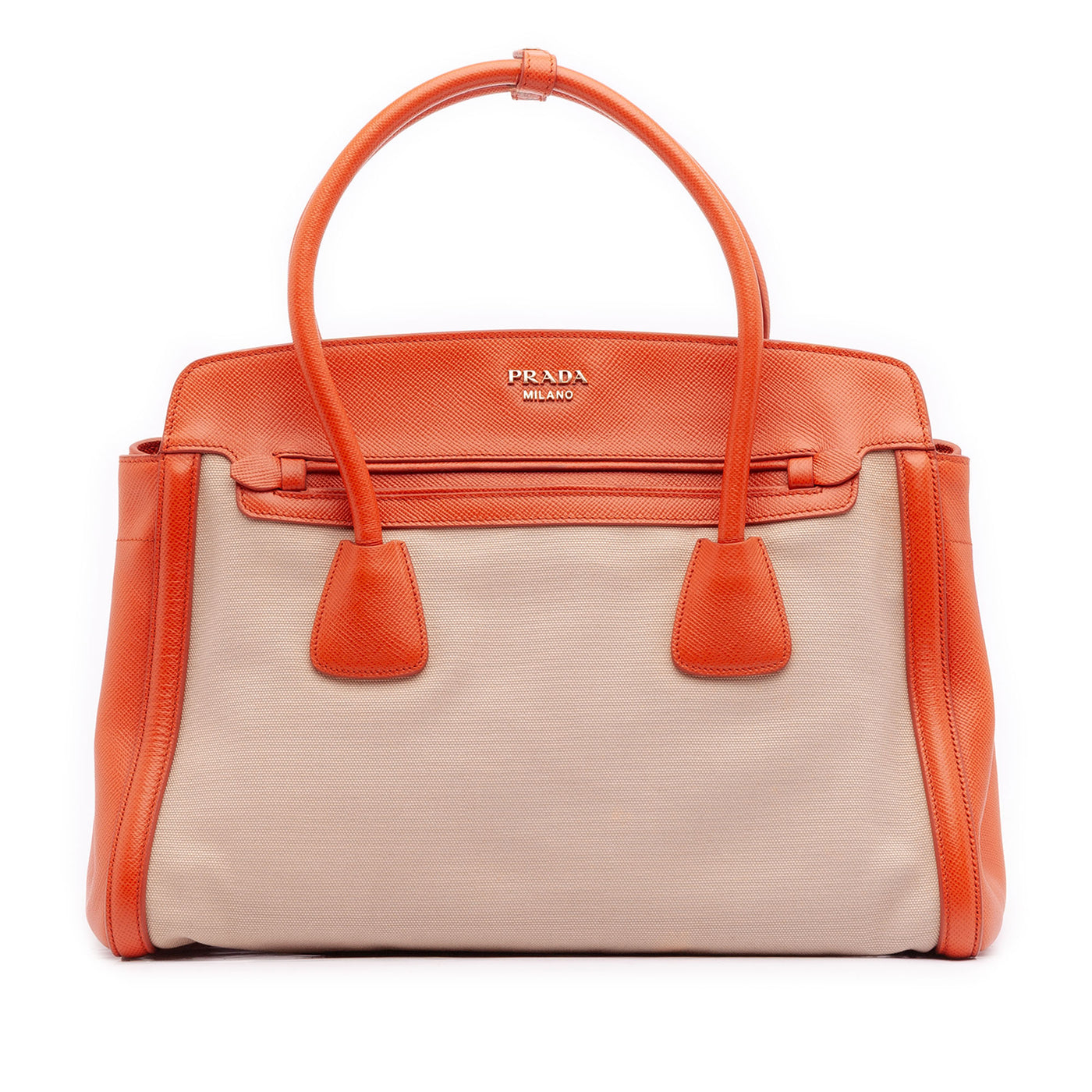 Bicolor Saffiano Cuir Trimmed Canvas Satchel - Image 1