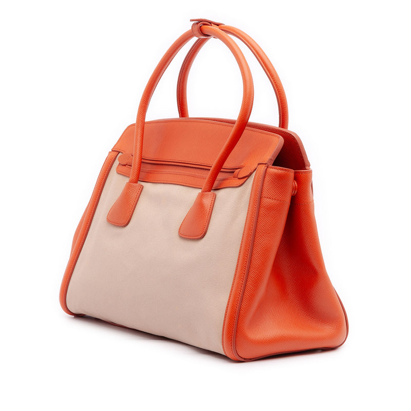 Bicolor Saffiano Cuir Trimmed Canvas Satchel - Image 2