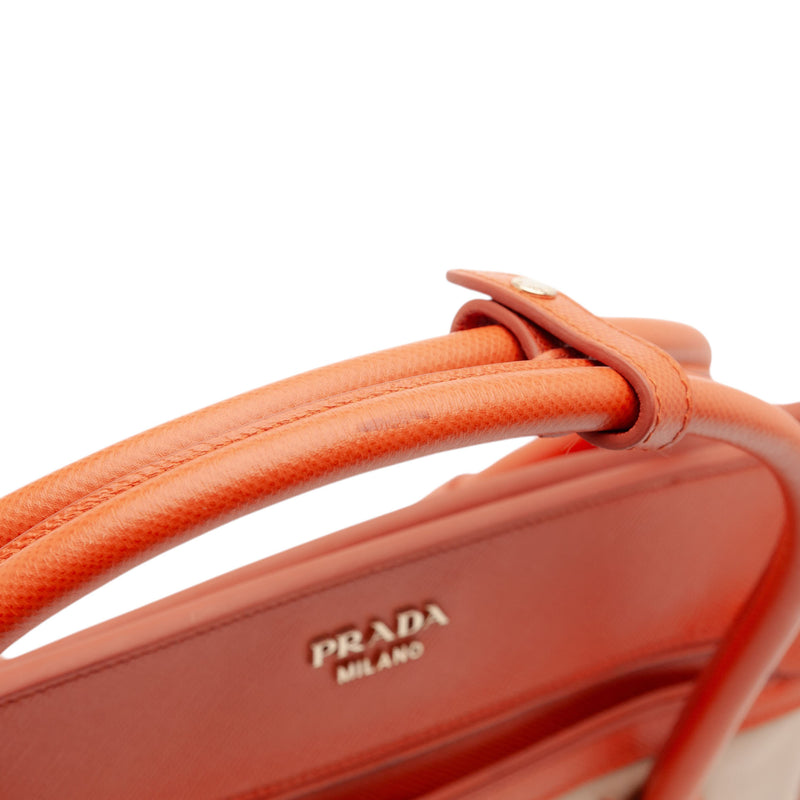 Bicolor Saffiano Cuir Trimmed Canvas Satchel - Image 8