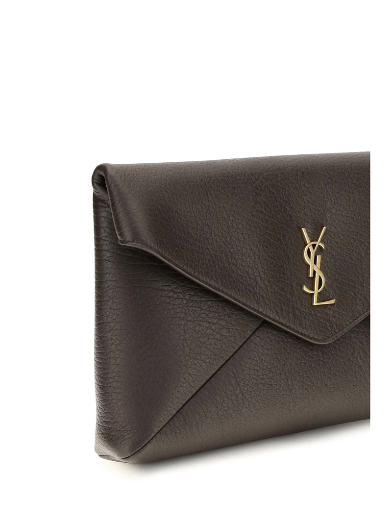 Saint Laurent Busta Pouch Wallet — Brown Lamb Ovis Aries