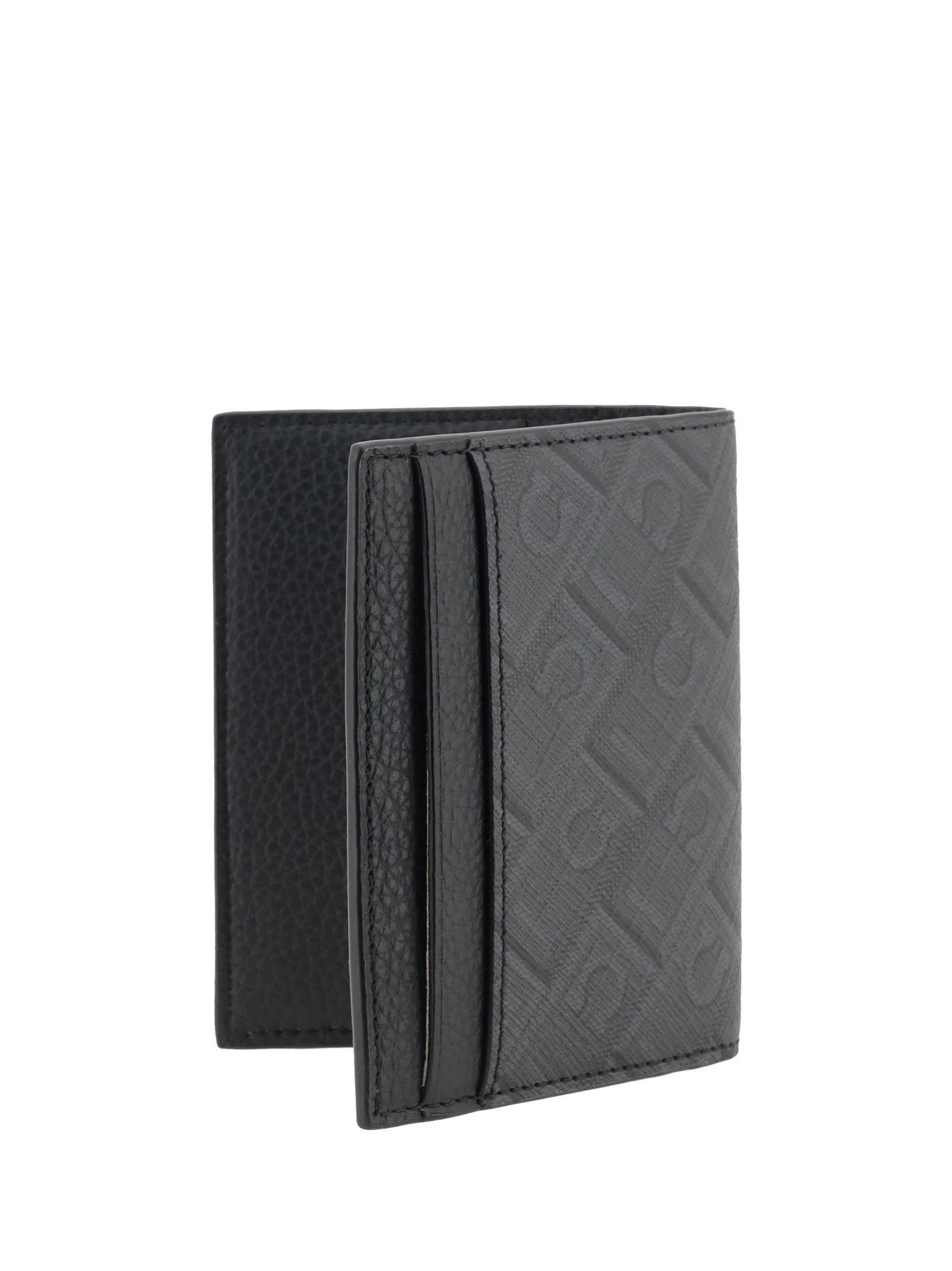 Ferragamo Grained Leather Card Case — Gray Calf (bos Taurus) Cases