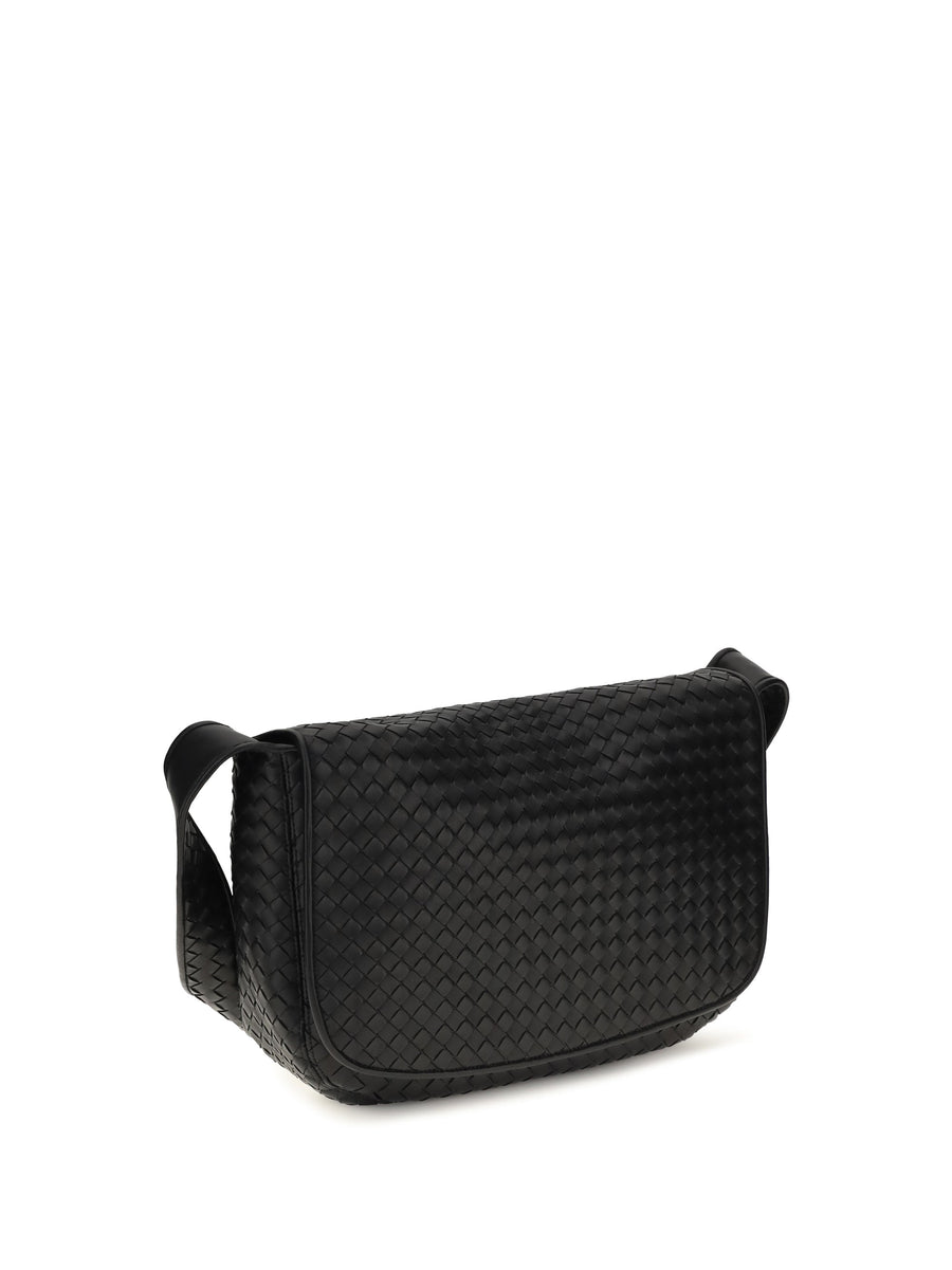 Bottega Veneta Veneto Shoulder Bag — Black Calf Leather