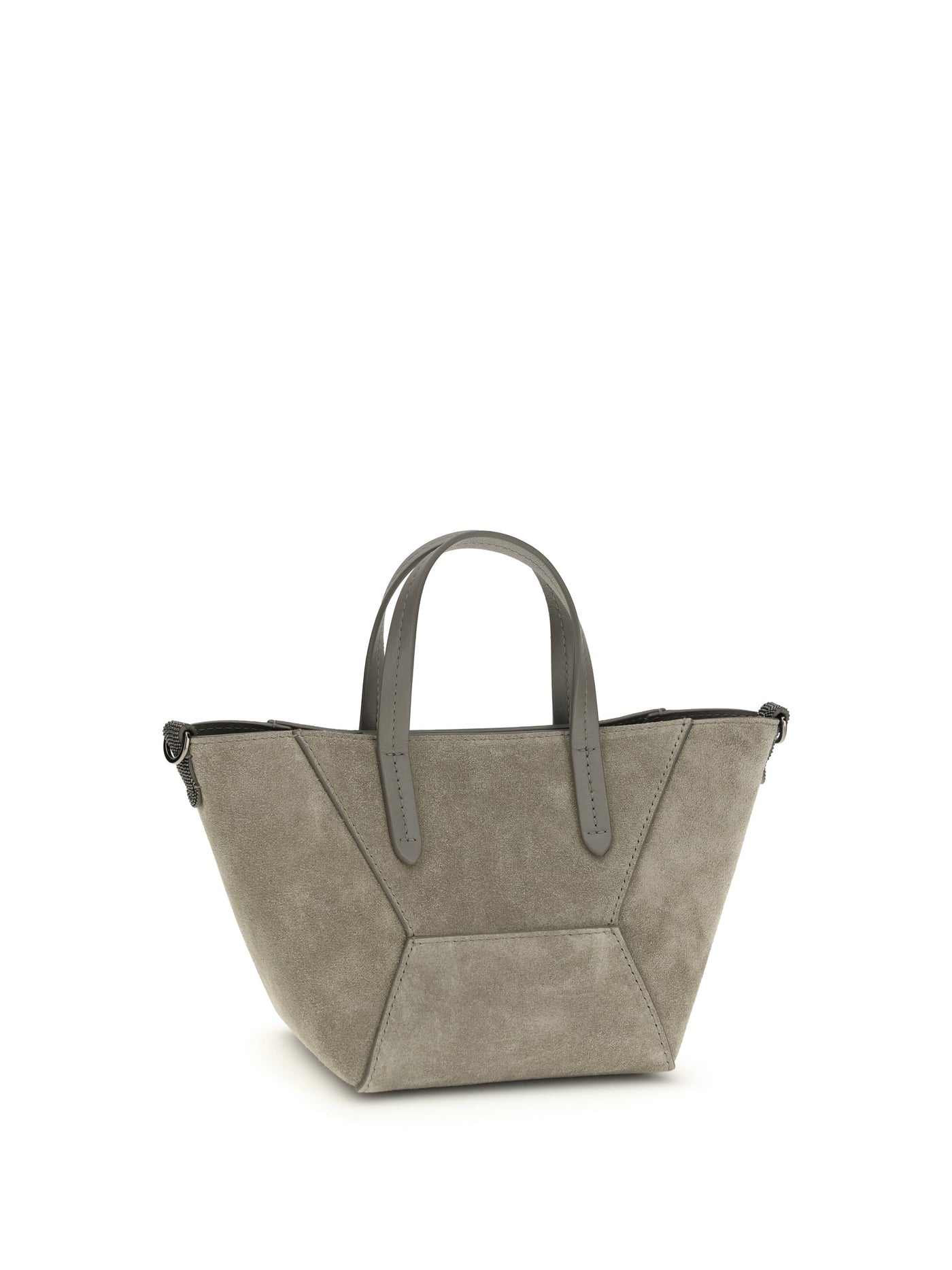 Brunello Cucinelli Panelled Calf Leather Shoulder Bag — Beige