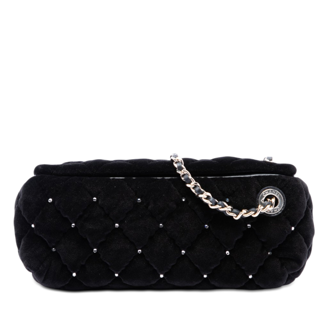 CC Quilted Velvet Crystal Wristlet Clutch - Image 1
