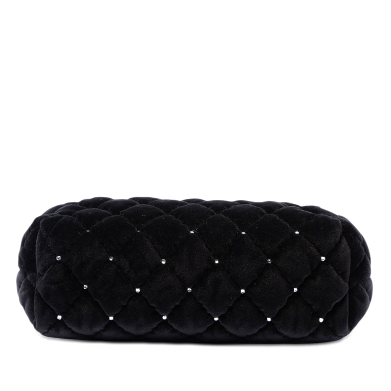 CC Quilted Velvet Crystal Wristlet Clutch - Image 3