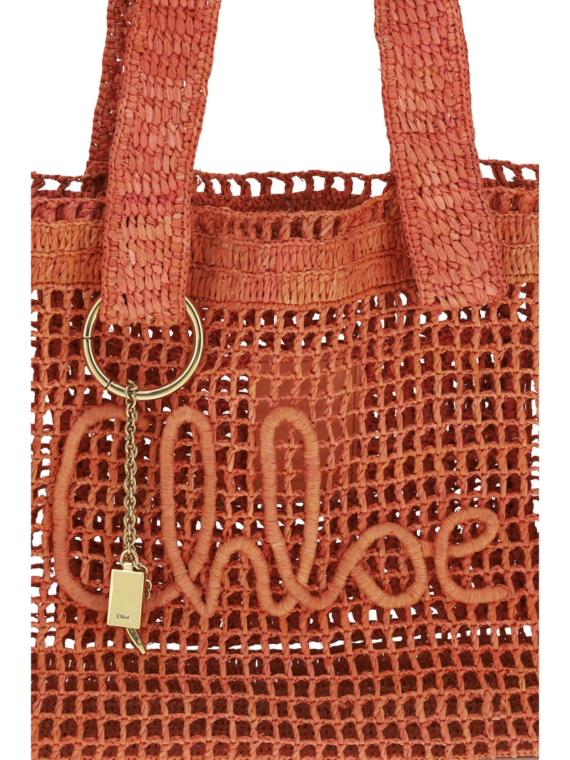 Chloé Tote Bag — Orange Raffia