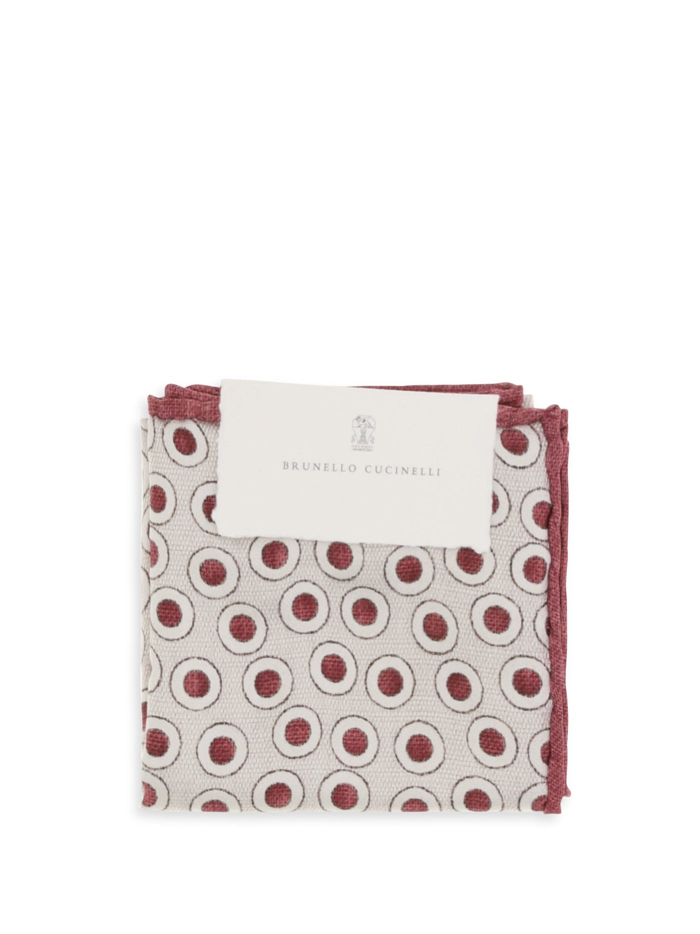Brunello Cucinelli Silk Polka-Dot Pocket Square — Beige Accessory