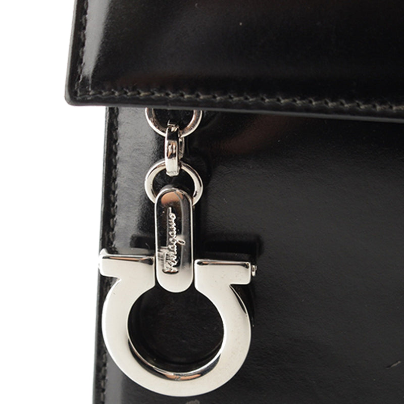 Leather Gancini Top Handle Bag - Image 11