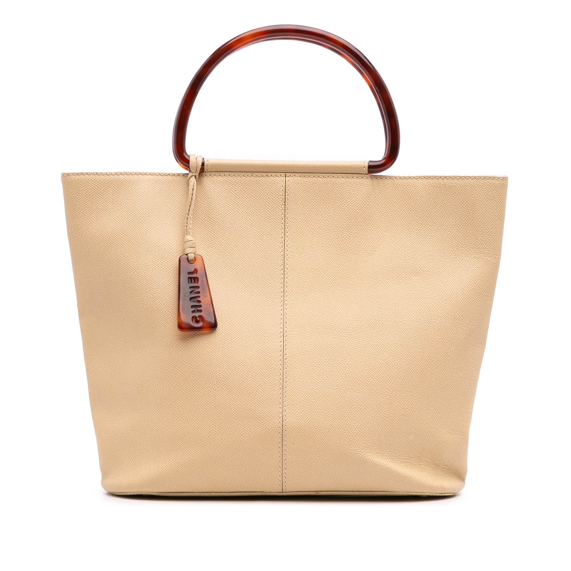 Grained Calfskin Tortoise Top Handle Tote - Image 1