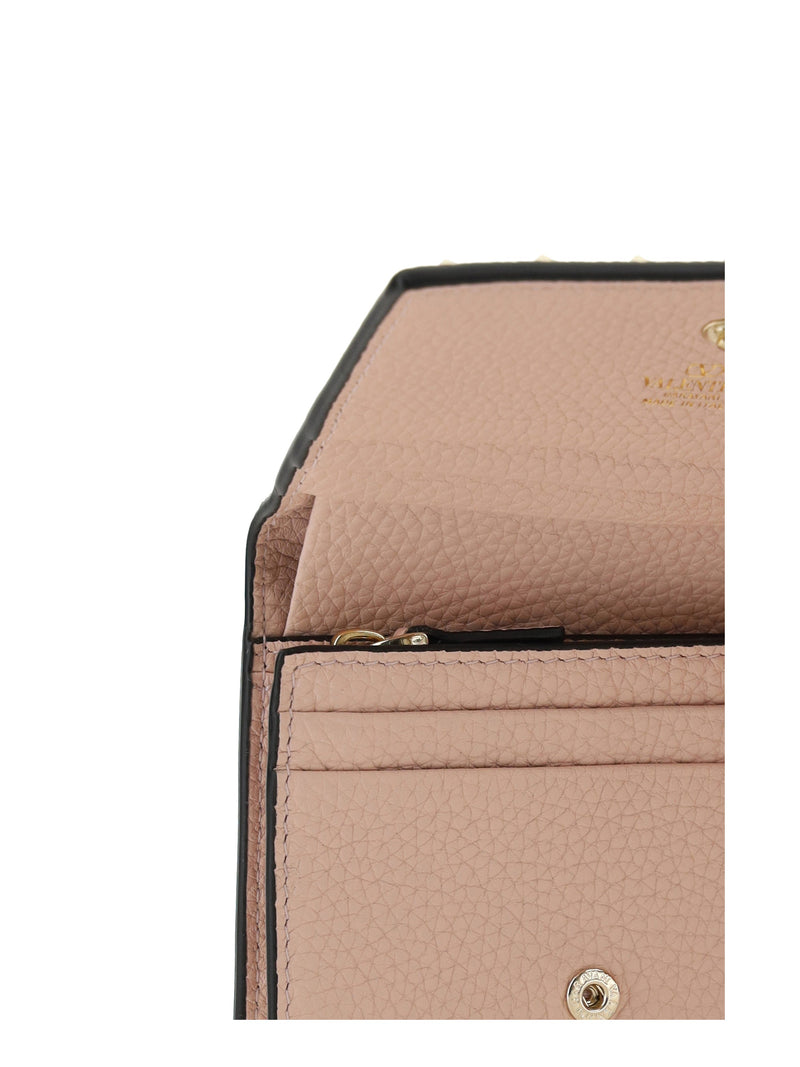 Valentino Garavani Rockstud Wallet — Pink Calf Leather Bos Taurus