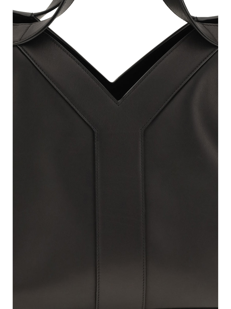 Saint Laurent Y Tote Shoulder Bag — Black Calf Leather