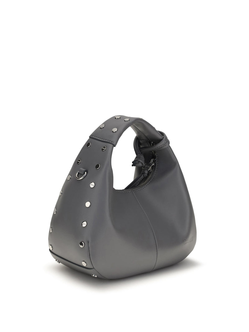 Ganni Studded Hobo Bag — Gray