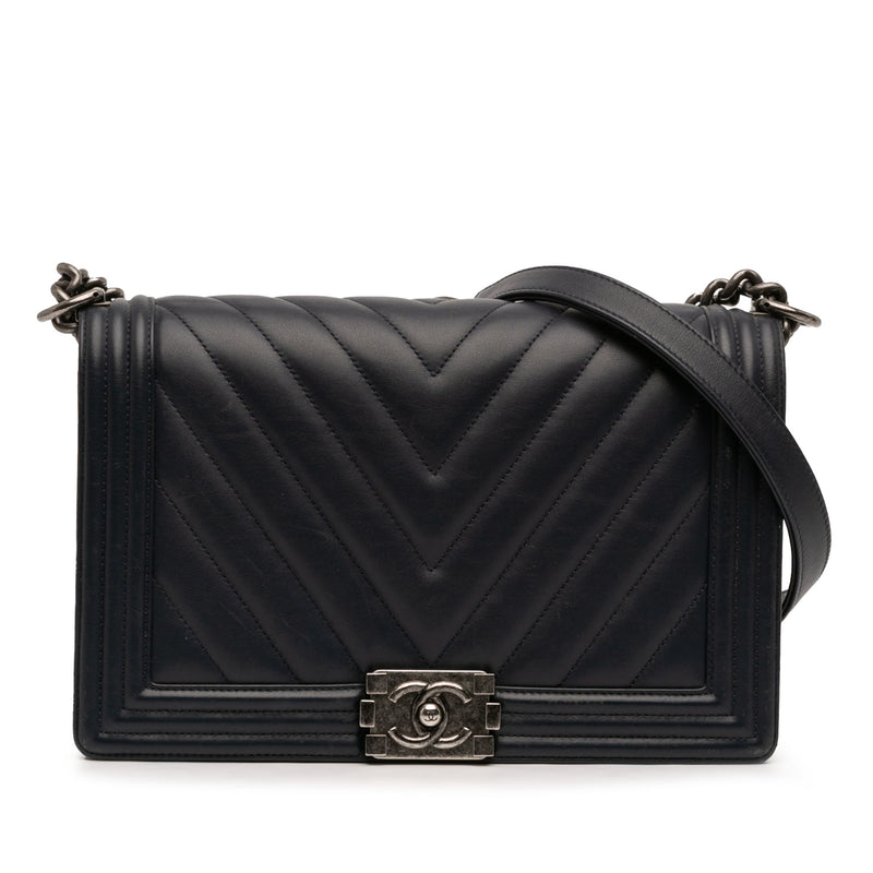 Medium Chevron Lambskin Boy Flap