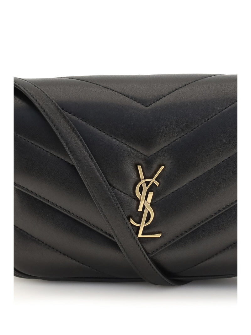 Saint Laurent Loulou Cassandre Toy Shoulder Bag — Black Lambskin