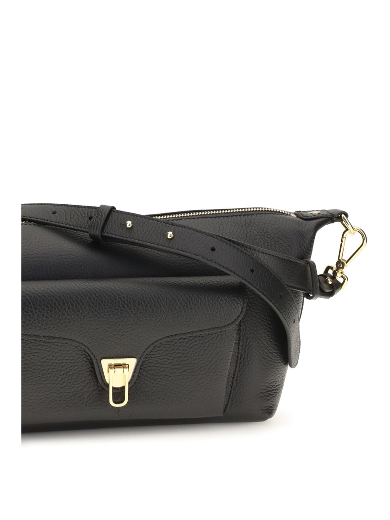 Coccinelle Beat Generation Shoulder Bag — Black Calf Leather